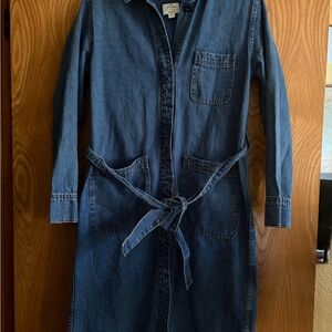 J. Crew Denim Utility Shirt Dress with Tie Waist size XS